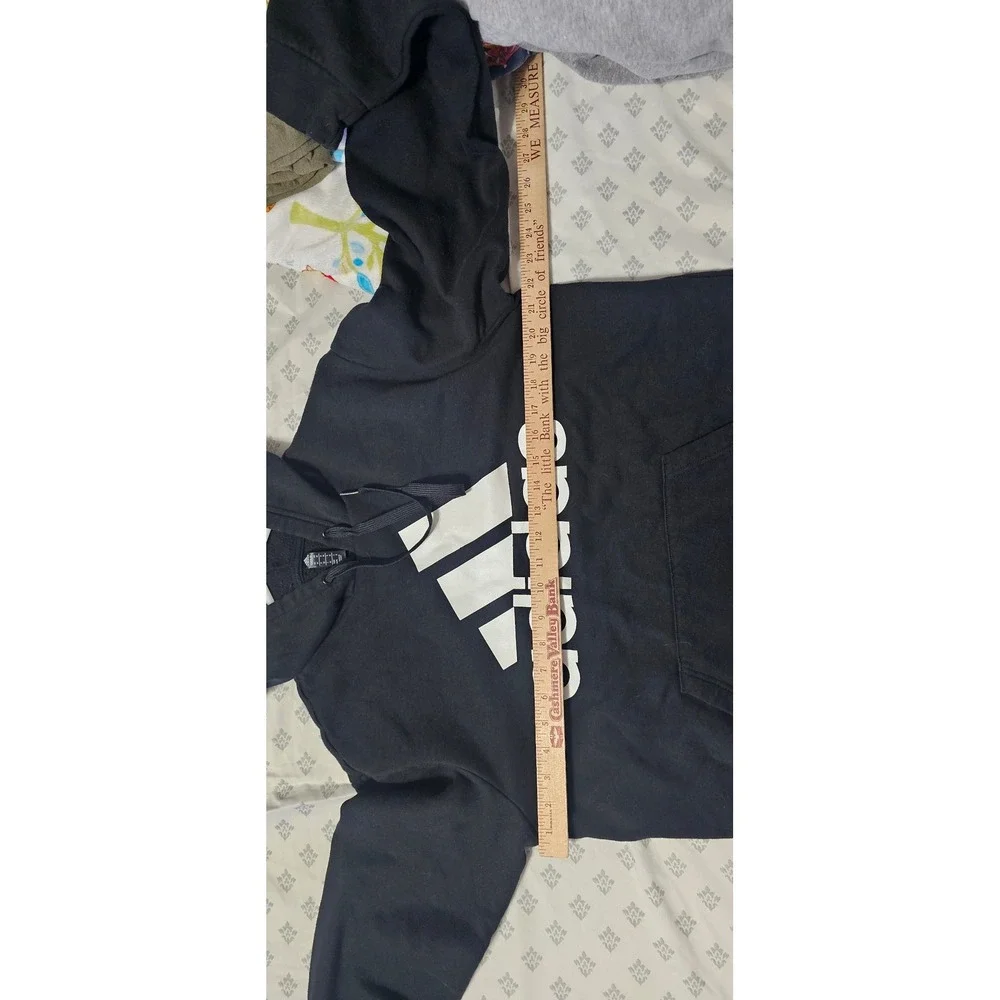 Adidas Golf Mens Black Fleece Hoodie Sweatshirt White Logo Size Medium
